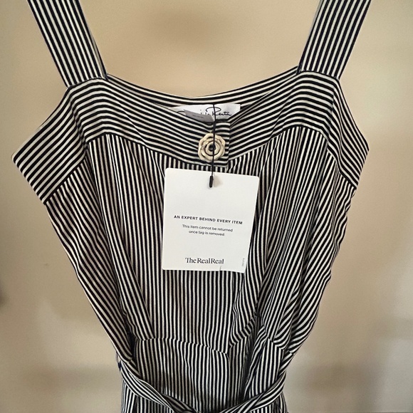 Oscar de la Renta 100% silk striped jumpsuit size 10 excellent used condition - Picture 6 of 6